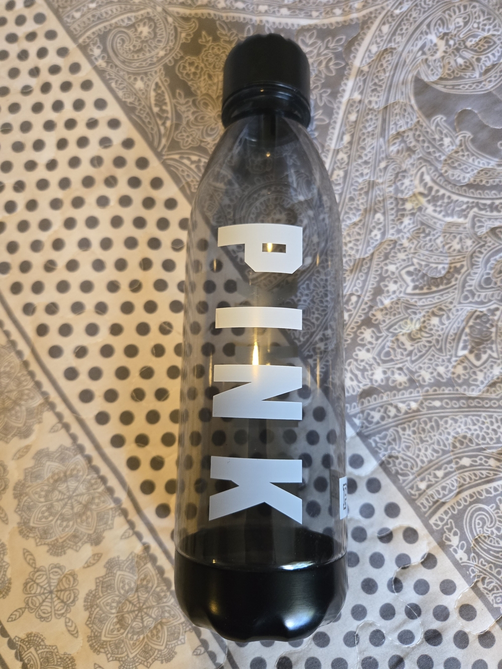 4 For $24 PINK Victoria's Secret Clear Smoke Water Bottle with Black Cap 23oz